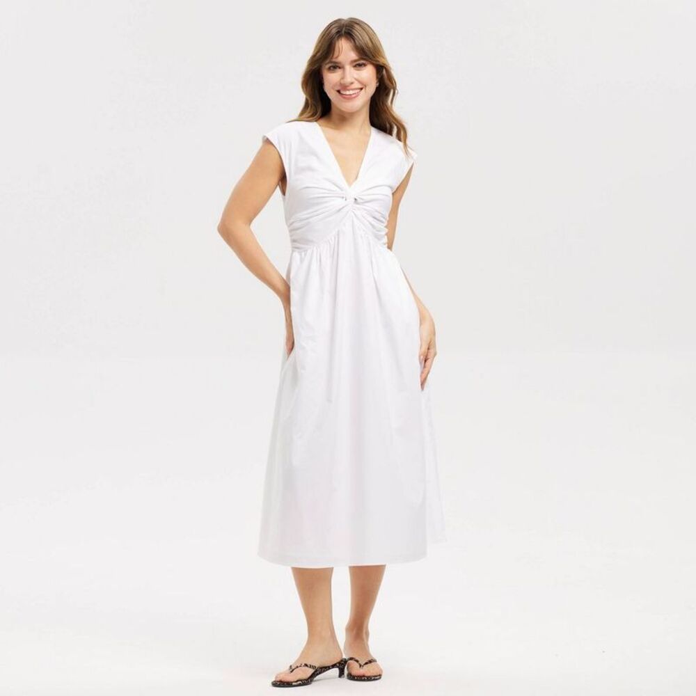 a new day White Strapless Twist-Front Midi Dress